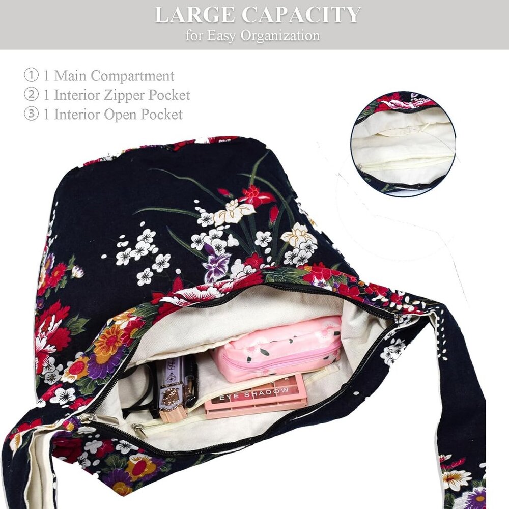 Women's Sling Crossbody Bags Large Shoulder Shopping Hobo Bag Handbag Top Zip Ba - Picture 6 of 8
